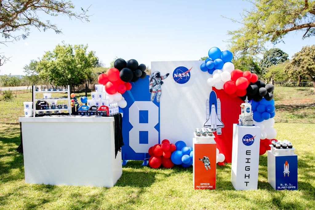 Space themed 8th birthday party setup Nelspruit